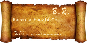 Berente Ruszlán névjegykártya